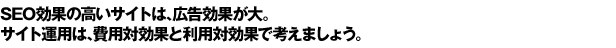 SEO���ʂ̍����T�C�g�́A�L�����ʂ���B�T�C�g�^�p�́A��p�Ό��ʂƗ��p�Ό��ʂōl���܂��傤�B